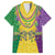 Mardi Gras Family Matching Off The Shoulder Long Sleeve Dress and Hawaiian Shirt Beadeds Necklace With Fleur De Lis - Wonder Print Shop