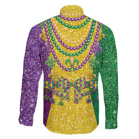 Mardi Gras Family Matching Off Shoulder Maxi Dress and Hawaiian Shirt Beadeds Necklace With Fleur De Lis - Wonder Print Shop