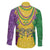 Mardi Gras Family Matching Off Shoulder Short Dress and Hawaiian Shirt Beadeds Necklace With Fleur De Lis - Wonder Print Shop