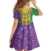 Mardi Gras Family Matching Short Sleeve Bodycon Dress and Hawaiian Shirt Beadeds Necklace With Fleur De Lis - Wonder Print Shop