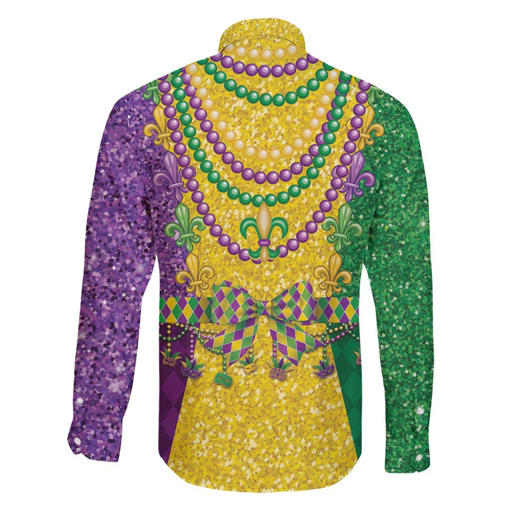 Mardi Gras Family Matching Summer Maxi Dress and Hawaiian Shirt Beadeds Necklace With Fleur De Lis - Wonder Print Shop
