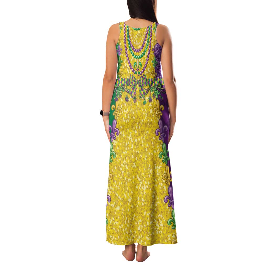 Mardi Gras Family Matching Tank Maxi Dress and Hawaiian Shirt Beadeds Necklace With Fleur De Lis - Wonder Print Shop