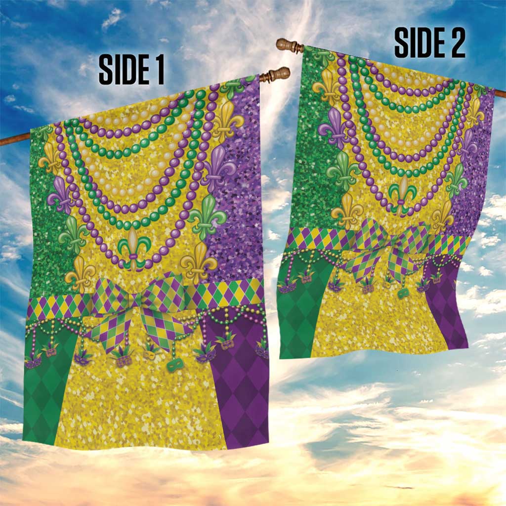 Mardi Gras Garden Flag Beadeds Necklace With Fleur De Lis - Wonder Print Shop