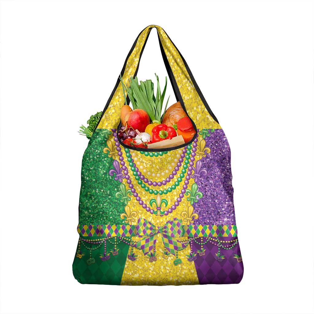Mardi Gras Grocery Bag Beadeds Necklace With Fleur De Lis