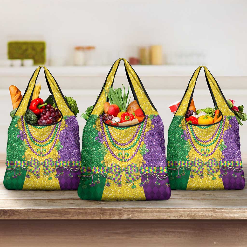 Mardi Gras Grocery Bag Beadeds Necklace With Fleur De Lis