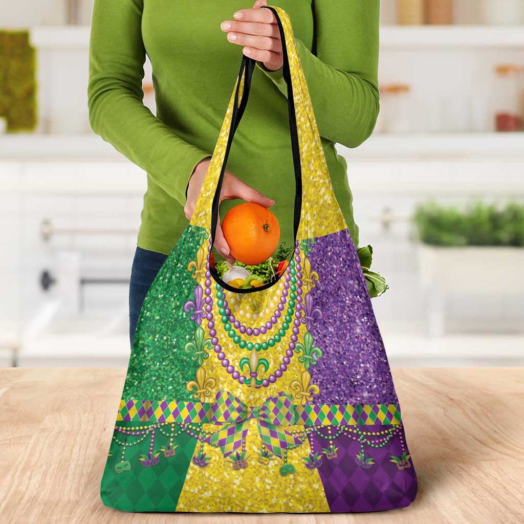 Mardi Gras Grocery Bag Beadeds Necklace With Fleur De Lis