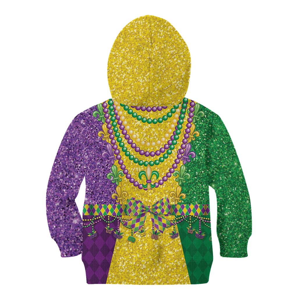 Mardi Gras Kid Hoodie Beadeds Necklace With Fleur De Lis - Wonder Print Shop