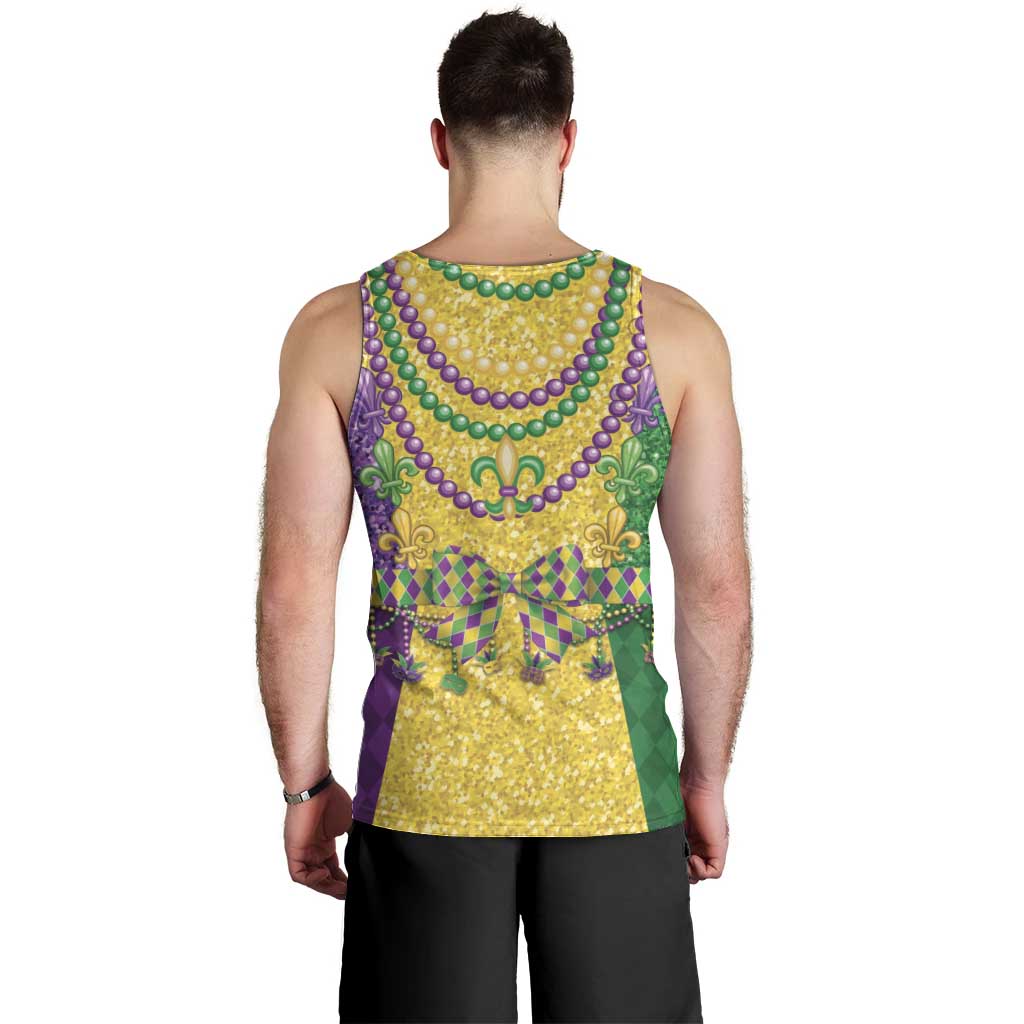 Mardi Gras Men Tank Top Beadeds Necklace With Fleur De Lis - Wonder Print Shop