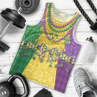Mardi Gras Men Tank Top Beadeds Necklace With Fleur De Lis - Wonder Print Shop
