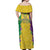 Mardi Gras Off Shoulder Maxi Dress Beadeds Necklace With Fleur De Lis - Wonder Print Shop