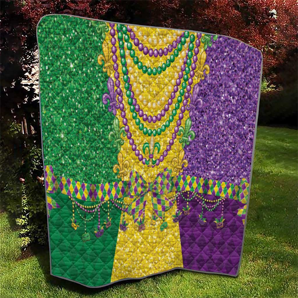 Mardi Gras Quilt Beadeds Necklace With Fleur De Lis - Wonder Print Shop