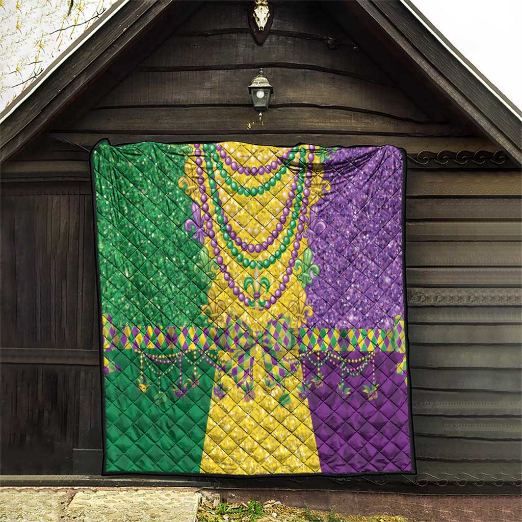 Mardi Gras Quilt Beadeds Necklace With Fleur De Lis - Wonder Print Shop