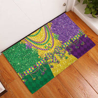 Mardi Gras Rubber Doormat Beadeds Necklace With Fleur De Lis - Wonder Print Shop