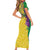 Mardi Gras Short Sleeve Bodycon Dress Beadeds Necklace With Fleur De Lis - Wonder Print Shop
