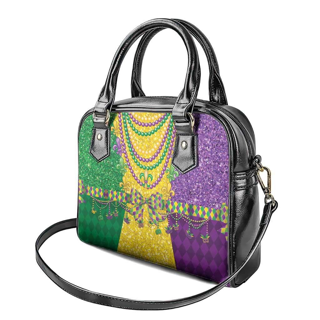 Mardi Gras Shoulder Handbag Beadeds Necklace With Fleur De Lis