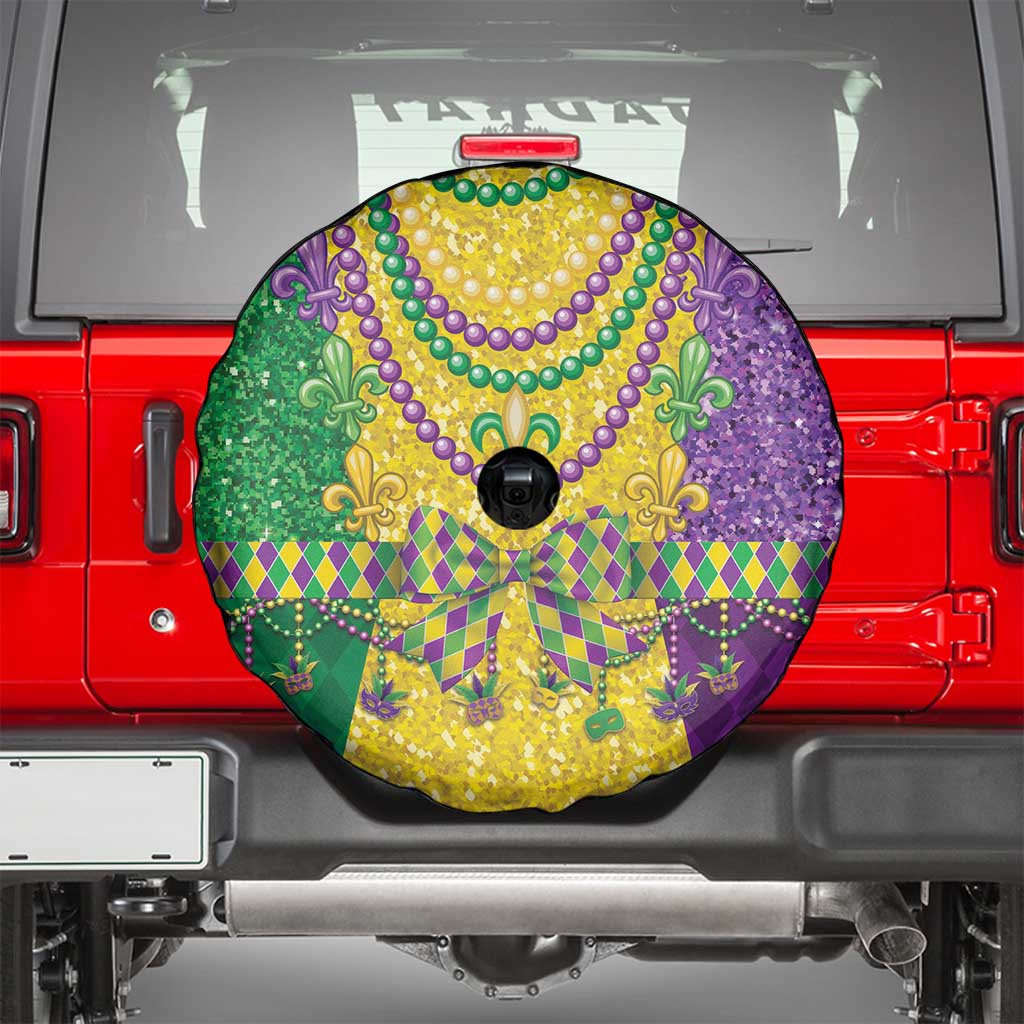 Mardi Gras Spare Tire Cover Beadeds Necklace With Fleur De Lis - Wonder Print Shop