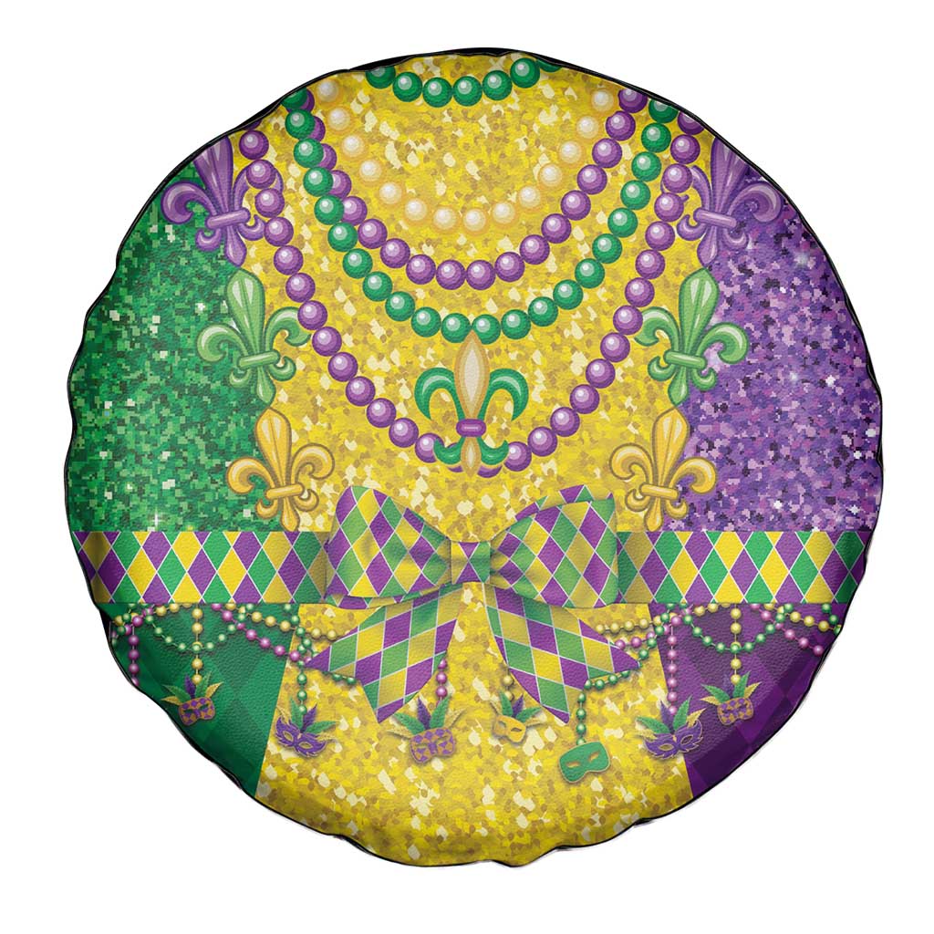 Mardi Gras Spare Tire Cover Beadeds Necklace With Fleur De Lis - Wonder Print Shop