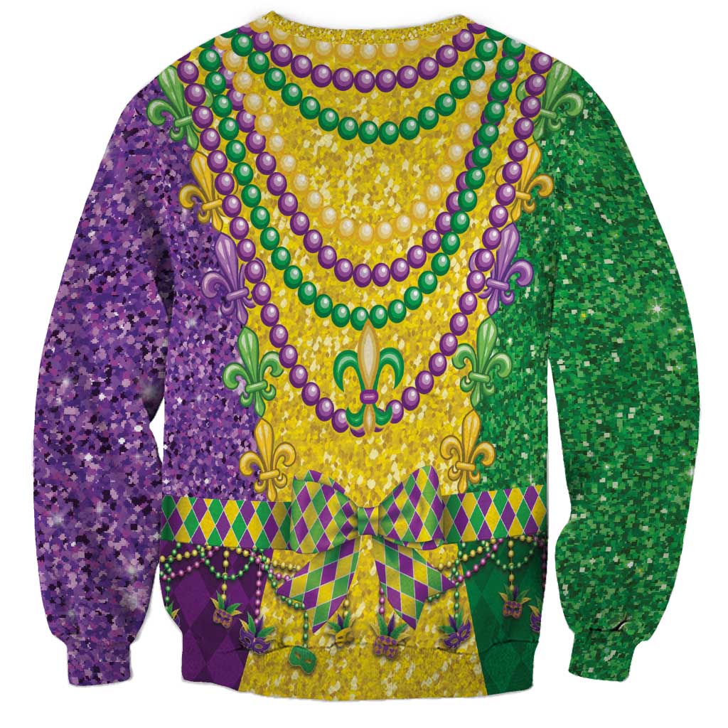 Mardi Gras Sweatshirt Beadeds Necklace With Fleur De Lis - Wonder Print Shop