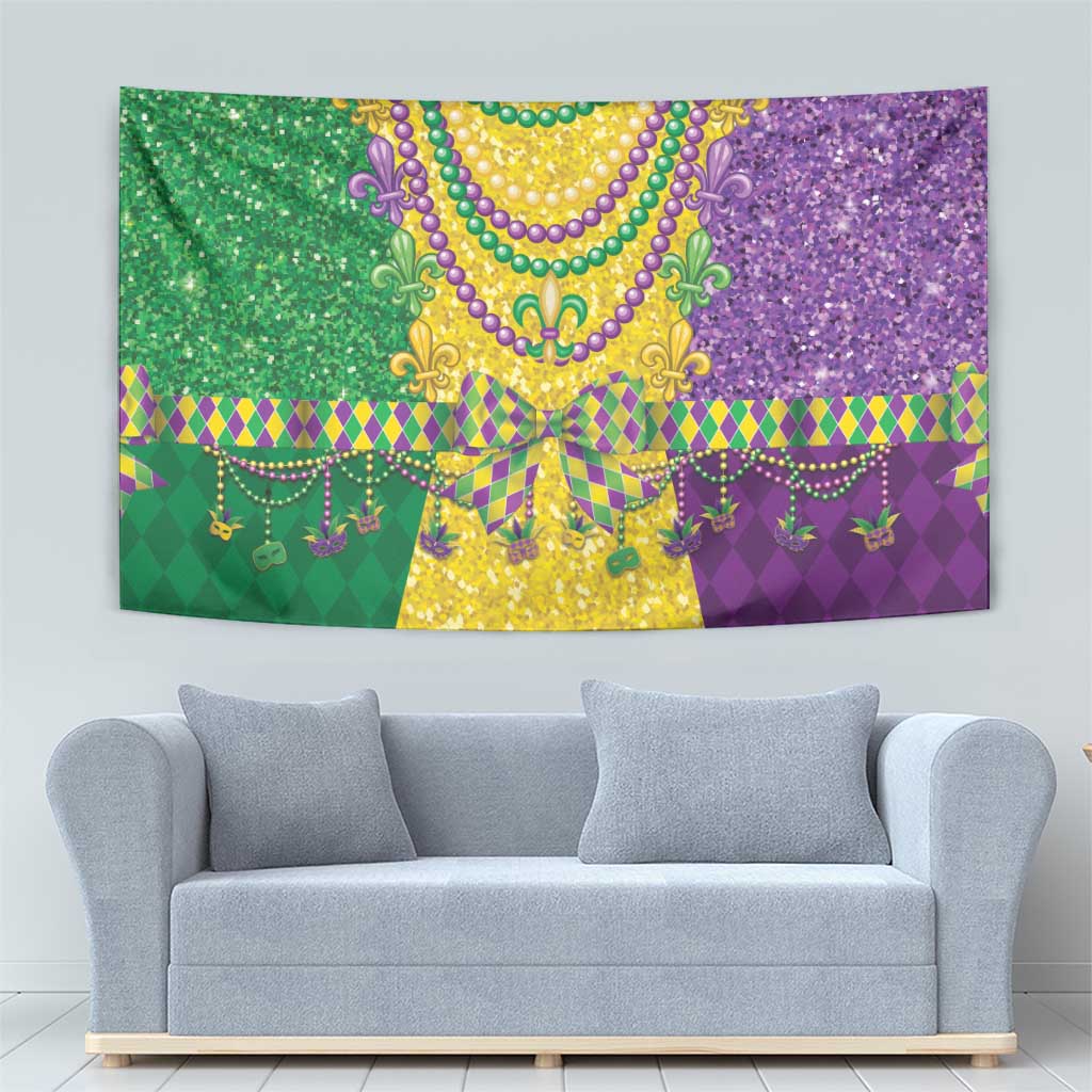 Mardi Gras Tapestry Beadeds Necklace With Fleur De Lis - Wonder Print Shop