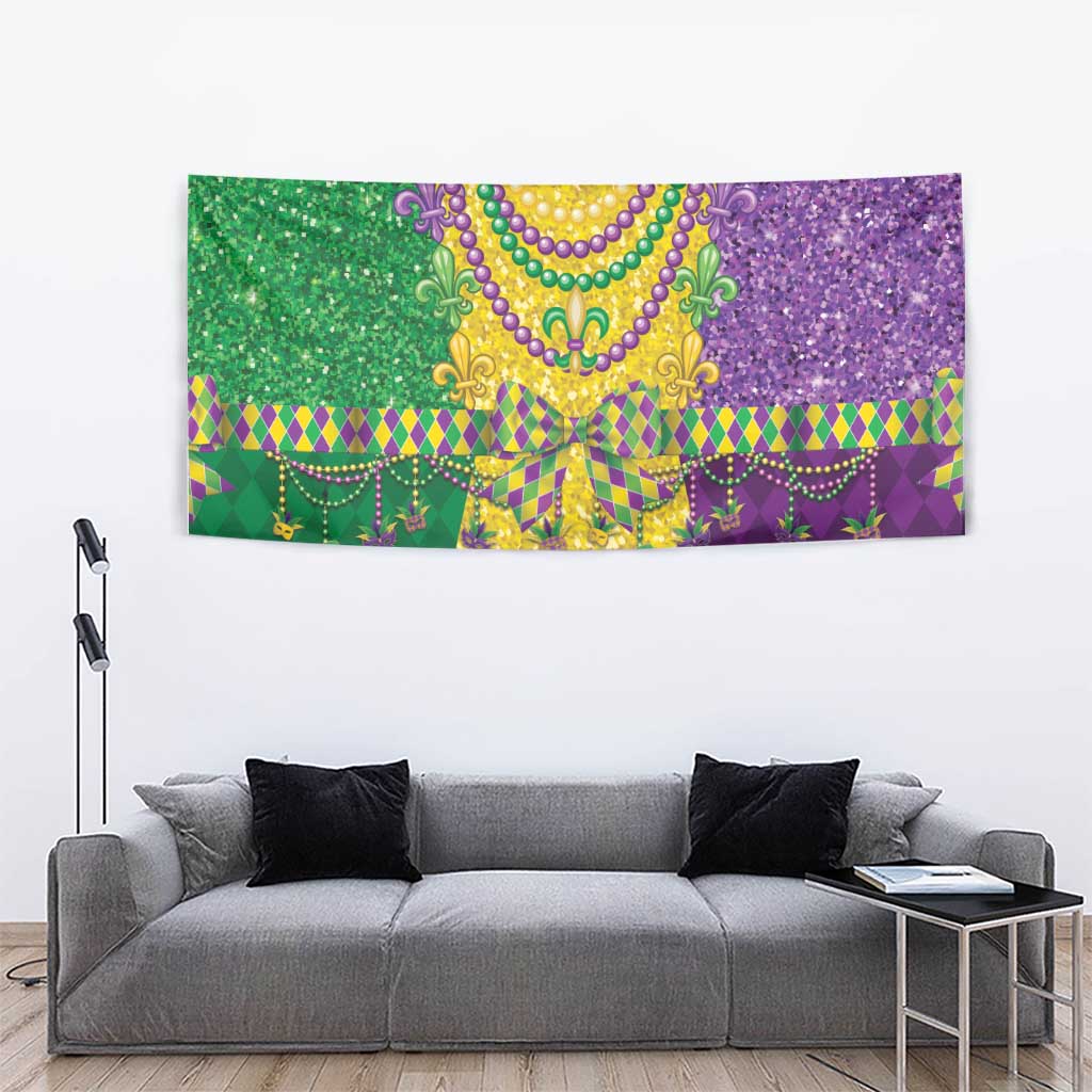 Mardi Gras Tapestry Beadeds Necklace With Fleur De Lis - Wonder Print Shop