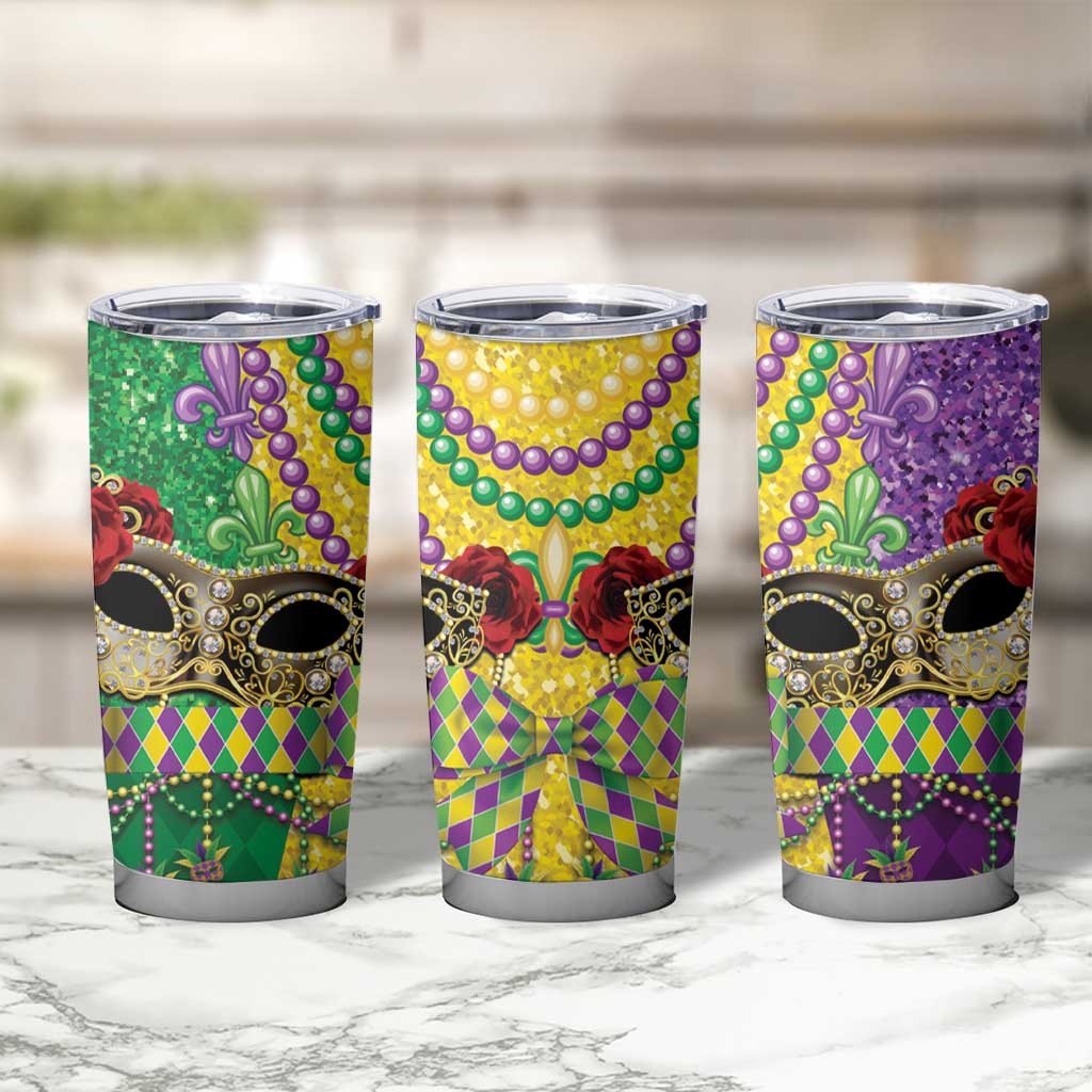 Mardi Gras Tumbler Cup Beadeds Necklace With Fleur De Lis - Wonder Print Shop