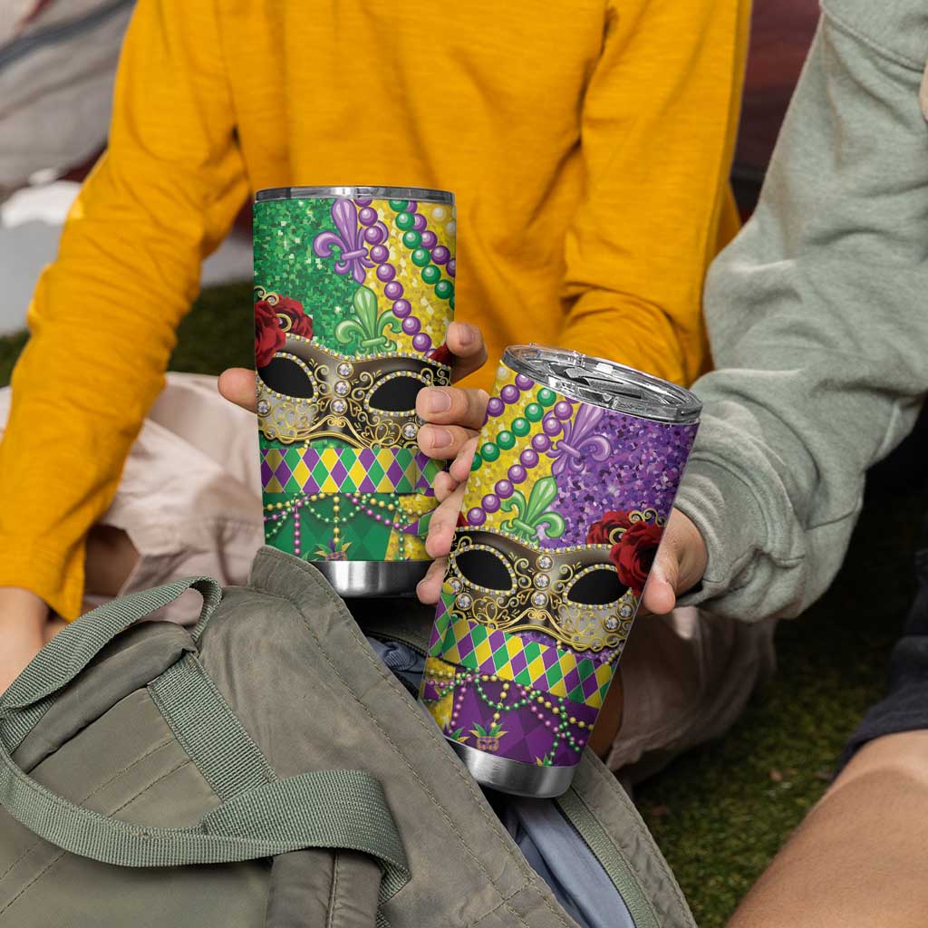 Mardi Gras Tumbler Cup Beadeds Necklace With Fleur De Lis - Wonder Print Shop