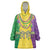 Mardi Gras Wearable Blanket Hoodie Beadeds Necklace With Fleur De Lis - Wonder Print Shop