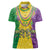 Mardi Gras Women Polo Shirt Beadeds Necklace With Fleur De Lis - Wonder Print Shop
