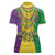Mardi Gras Women Polo Shirt Beadeds Necklace With Fleur De Lis - Wonder Print Shop