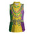 Mardi Gras Women Sleeveless Polo Shirt Beadeds Necklace With Fleur De Lis - Wonder Print Shop