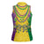 Mardi Gras Women Sleeveless Polo Shirt Beadeds Necklace With Fleur De Lis - Wonder Print Shop