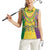 Mardi Gras Women Sleeveless Polo Shirt Beadeds Necklace With Fleur De Lis - Wonder Print Shop