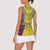 Mardi Gras Women Sleeveless Polo Shirt Beadeds Necklace With Fleur De Lis - Wonder Print Shop