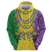 Mardi Gras Zip Hoodie Beadeds Necklace With Fleur De Lis - Wonder Print Shop