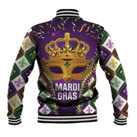 King Mask Mardi Gras Baseball Jacket Let's Party Beadeds With Fleur De Lis - Wonder Print Shop