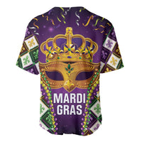 King Mask Mardi Gras Baseball Jersey Let's Party Beadeds With Fleur De Lis - Wonder Print Shop