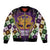 King Mask Mardi Gras Bomber Jacket Let's Party Beadeds With Fleur De Lis - Wonder Print Shop