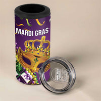 King Mask Mardi Gras 4 in 1 Can Cooler Tumbler Let's Party Beadeds With Fleur De Lis - Wonder Print Shop