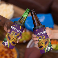 King Mask Mardi Gras 4 in 1 Can Cooler Tumbler Let's Party Beadeds With Fleur De Lis - Wonder Print Shop