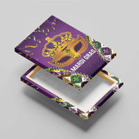 King Mask Mardi Gras Canvas Wall Art Let's Party Beadeds With Fleur De Lis - Wonder Print Shop