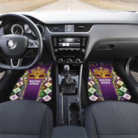 King Mask Mardi Gras Car Mats Let's Party Beadeds With Fleur De Lis - Wonder Print Shop