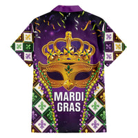 King Mask Mardi Gras Family Matching Long Sleeve Bodycon Dress and Hawaiian Shirt Let's Party Beadeds With Fleur De Lis - Wonder Print Shop