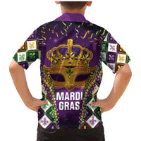 King Mask Mardi Gras Family Matching Mermaid Dress and Hawaiian Shirt Let's Party Beadeds With Fleur De Lis - Wonder Print Shop