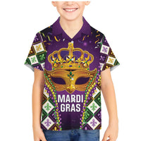 King Mask Mardi Gras Family Matching Mermaid Dress and Hawaiian Shirt Let's Party Beadeds With Fleur De Lis - Wonder Print Shop