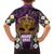 King Mask Mardi Gras Family Matching Off The Shoulder Long Sleeve Dress and Hawaiian Shirt Let's Party Beadeds With Fleur De Lis - Wonder Print Shop