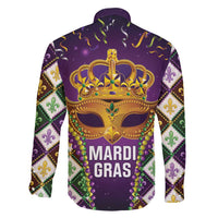 King Mask Mardi Gras Family Matching Short Sleeve Bodycon Dress and Hawaiian Shirt Let's Party Beadeds With Fleur De Lis - Wonder Print Shop