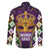 King Mask Mardi Gras Family Matching Short Sleeve Bodycon Dress and Hawaiian Shirt Let's Party Beadeds With Fleur De Lis - Wonder Print Shop