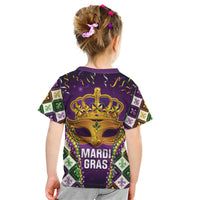 King Mask Mardi Gras Kid T Shirt Let's Party Beadeds With Fleur De Lis - Wonder Print Shop