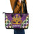 King Mask Mardi Gras Leather Tote Bag Let's Party Beadeds With Fleur De Lis - Wonder Print Shop