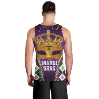 King Mask Mardi Gras Men Tank Top Let's Party Beadeds With Fleur De Lis - Wonder Print Shop